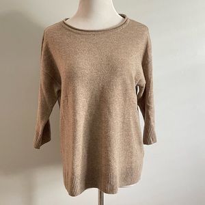 Joie wool cashmere blend rolled neckline dropped shoulder small minimalist chic